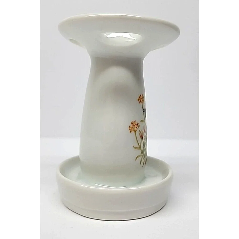 Vintage San Francisco Pottery White Ceramic 4‎ Slot Toothbrush Holder w/ Flowers